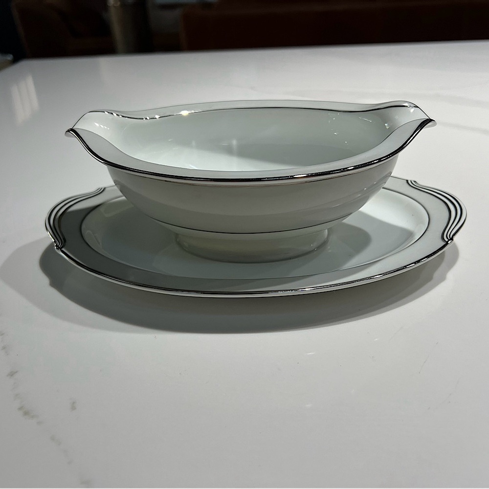 Noritake China, Grayburn Pattern, Gravy Boat with Attached Underplate